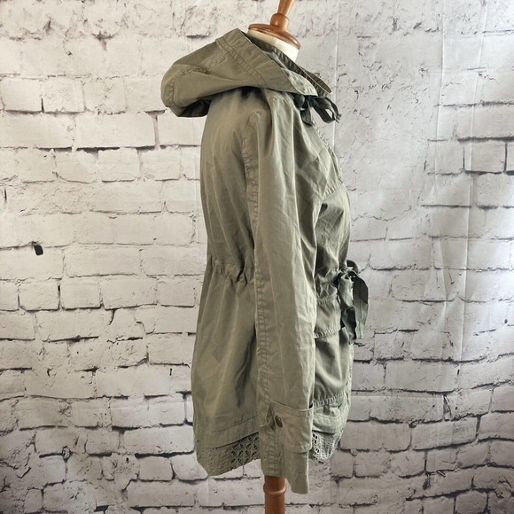 Tweenie Weenie Olive Green Jacket Hooded Size Petite Small - Picture 4 of 10